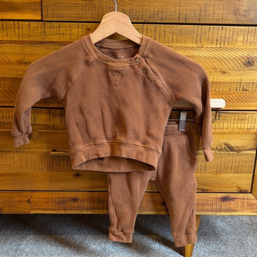 Apple Park Brown Waffle Knit Baby Set